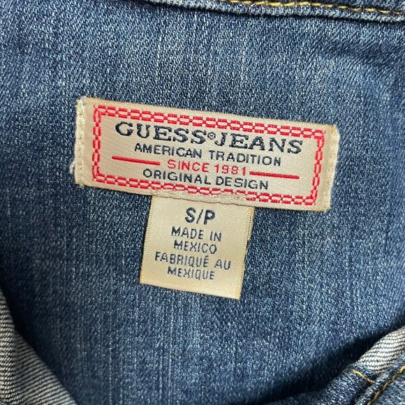 VINTAGE GUESS JEANS Womens Sz Small‎ Blue Button Front Denim Vest - Picture 7 of 9